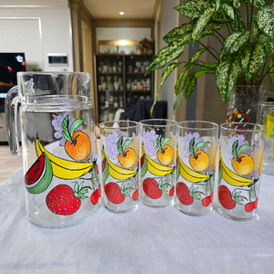 프랑스 빈티지 과일프린팅 유리컵과 피쳐~*개당가격