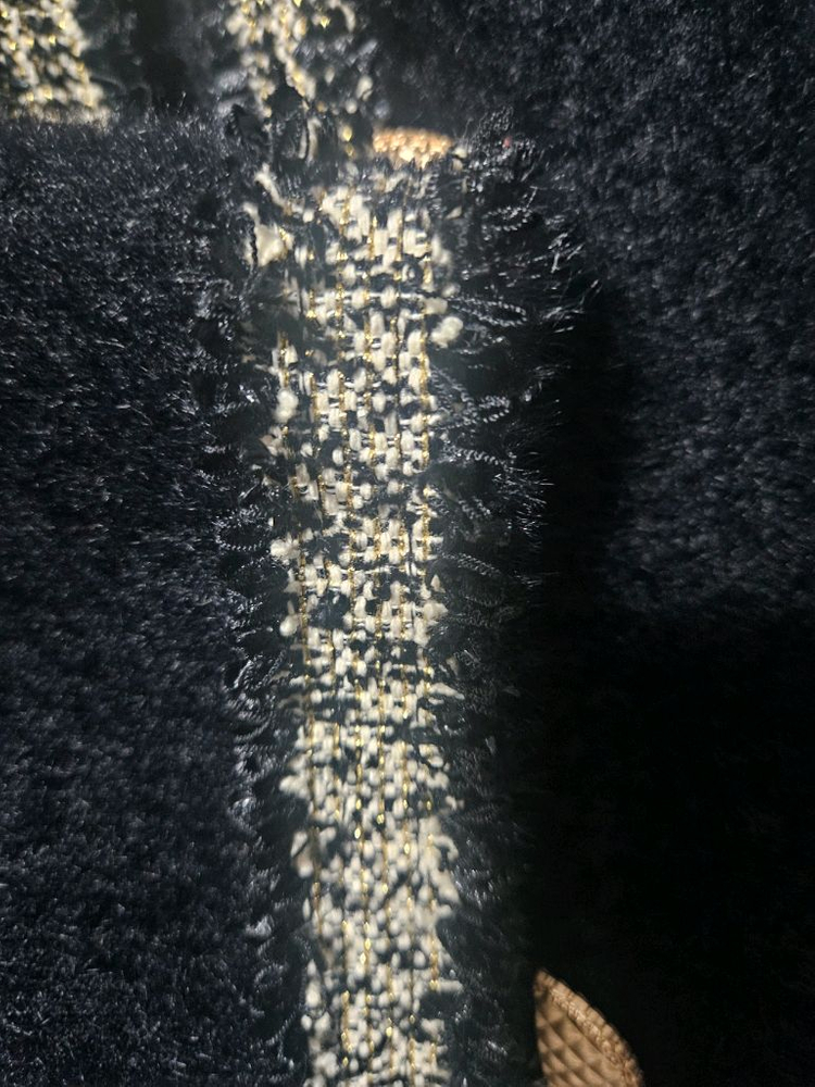 블랙 금장 버튼 트위드 퍼 자켓 이미지