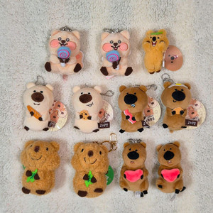 쿼카 인형 가방고리 키링 행복한 나뭇잎 사탕 미니 이미지