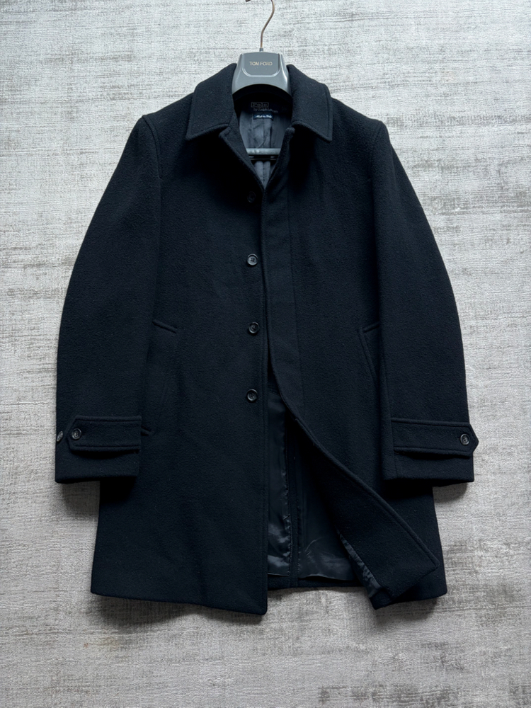 폴로 랄프로렌 클래식 italy made 퓨어울 블랙 카반 코트--1