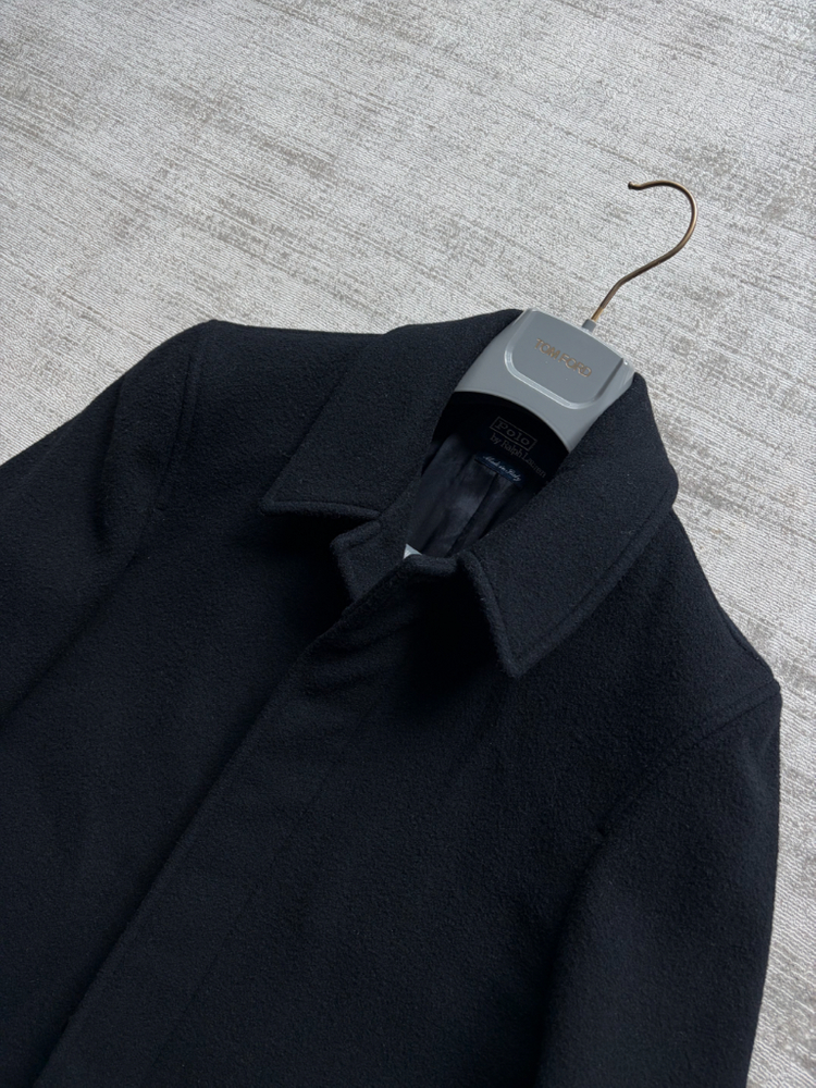 폴로 랄프로렌 클래식 italy made 퓨어울 블랙 카반 코트--3