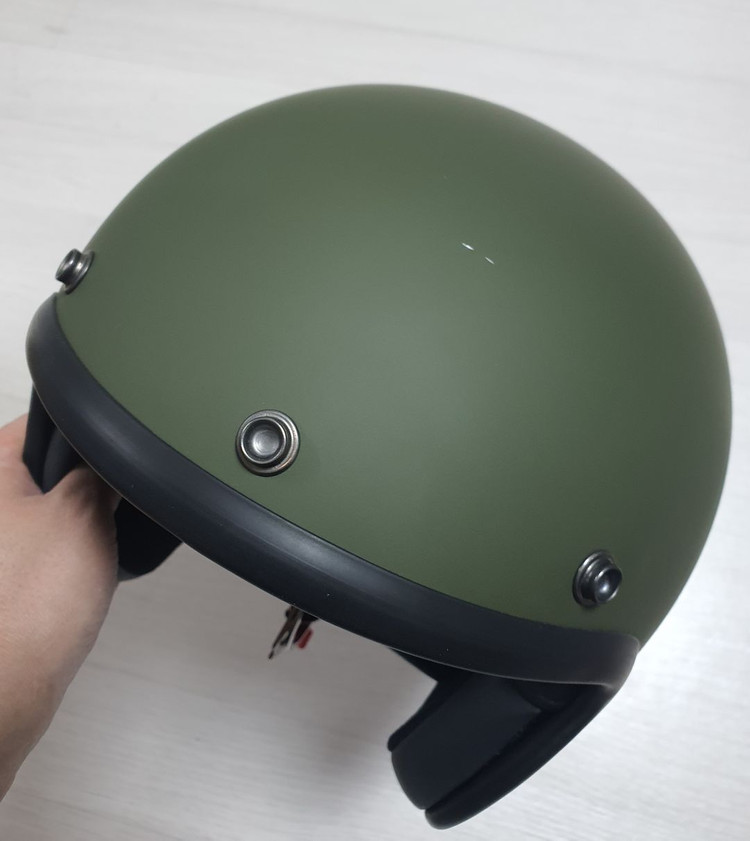 DMD 빈티지 매트 그린 오토바이 헬멧 (M-L 사이 사이즈)--5