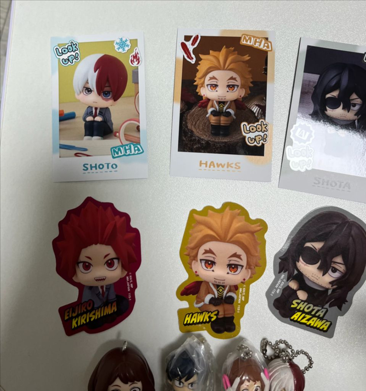 나의 히어로 아카데미아 룩업 스티커 , 포카 , 키링 나히아 히로아카 키리시마 이이다 호크스 쇼토 토도로키 아이자와 이미지