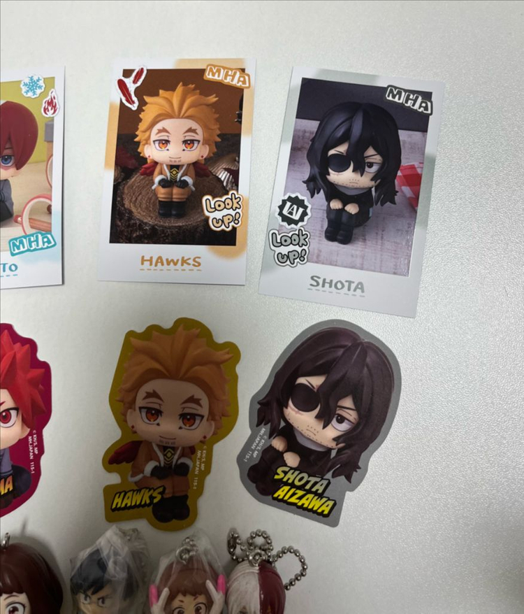 나의 히어로 아카데미아 룩업 스티커 , 포카 , 키링 나히아 히로아카 키리시마 이이다 호크스 쇼토 토도로키 아이자와 이미지