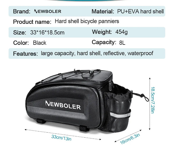 (새상품)자전거 전기자전거 짐받이 가방 방수 하드쉘--2