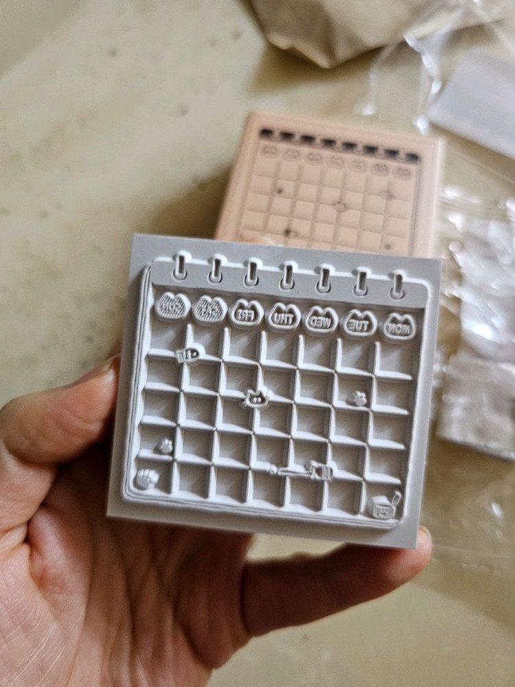 새상품)고양이 그림 날짜 달력 스탬프--1