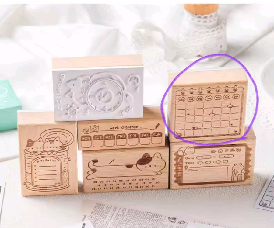 새상품)고양이 그림 날짜 달력 스탬프--4