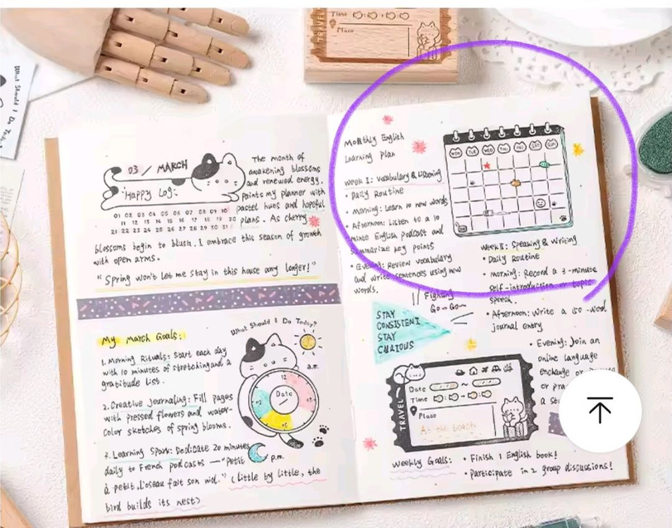 새상품)고양이 그림 날짜 달력 스탬프--6