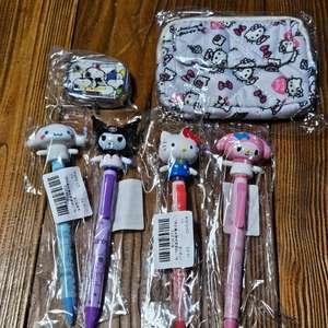 새상품)산리오 액션 캐릭터 펜, 스누피 케이스, 키티 파우치