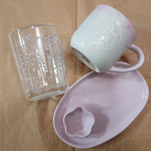 스타벅스 17 체리블라썸 사이렌 머그+더블월 글라스+꽃잎 플레이트 일괄판매