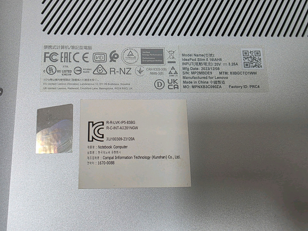 레노버 아이디어패드 IdeaPad 슬림 5 16IAH8 16인치 i5-12450H 노트북 판매--3