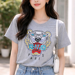 타이거 자수 반팔 여성 티셔츠 이미지