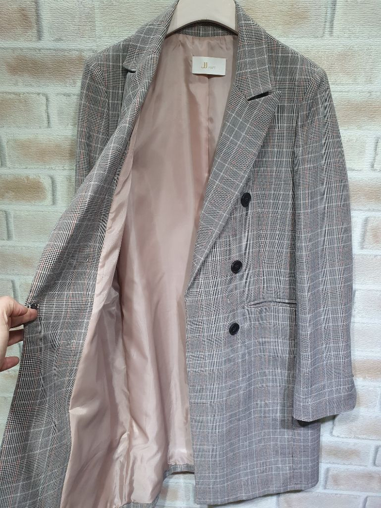 지고트 정품 새것수준 체크 더블 가을 롱코트 ~55 이미지