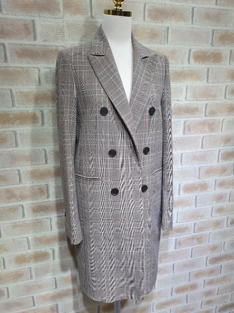 지고트 정품 새것수준 체크 더블 가을 롱코트 ~55 이미지