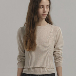 그레이룸 그룸 펄 레이어드 니트 베이지