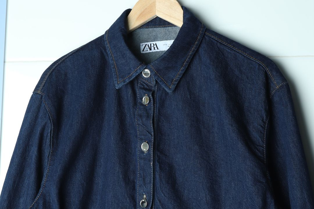 W(XL) 자라 집업 바람막이 점퍼자켓 인디고 데님--2