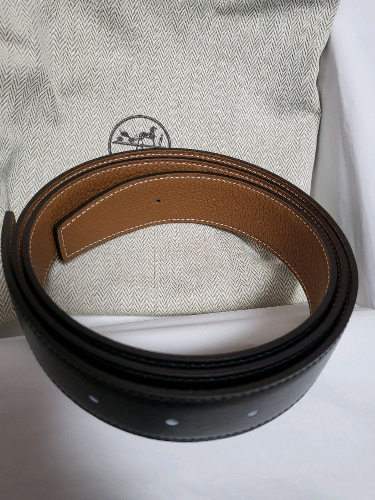 에르메스 벨트 남성벨트 H버클 & 리버서블 가죽 스트랩 누아(블랙)/골드 100사이즈--3