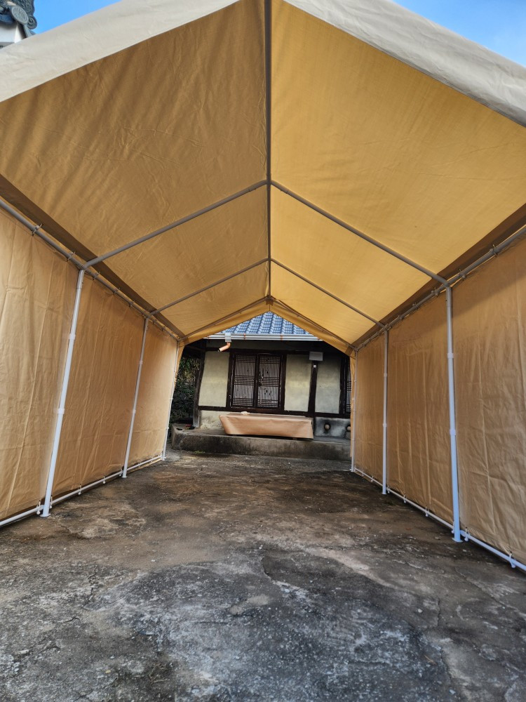 주차장 코스트코차고지 차고지텐트 간이천막 캐노피 주차 코스트코주차텐트 그늘막 어닝 이미지