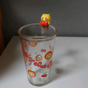 춘식이 체리 유리컵 카카오프렌즈 춘식 피규어 귀여운 빈티지 인테리어 소품샵 소품 장식