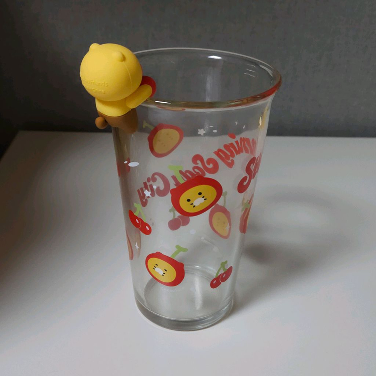 춘식이 체리 유리컵 카카오프렌즈 춘식 피규어 귀여운 빈티지 인테리어 소품샵 소품 장식--1