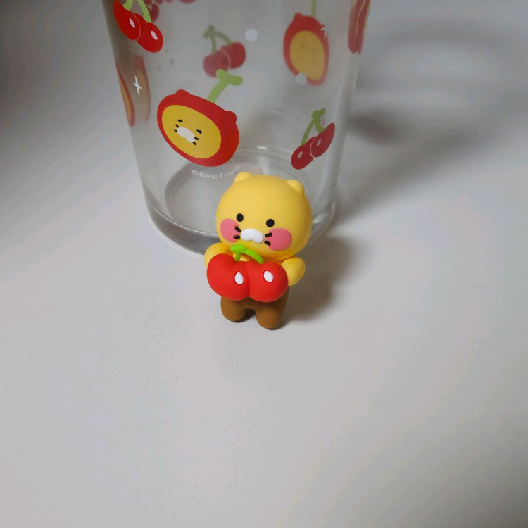 춘식이 체리 유리컵 카카오프렌즈 춘식 피규어 귀여운 빈티지 인테리어 소품샵 소품 장식--2