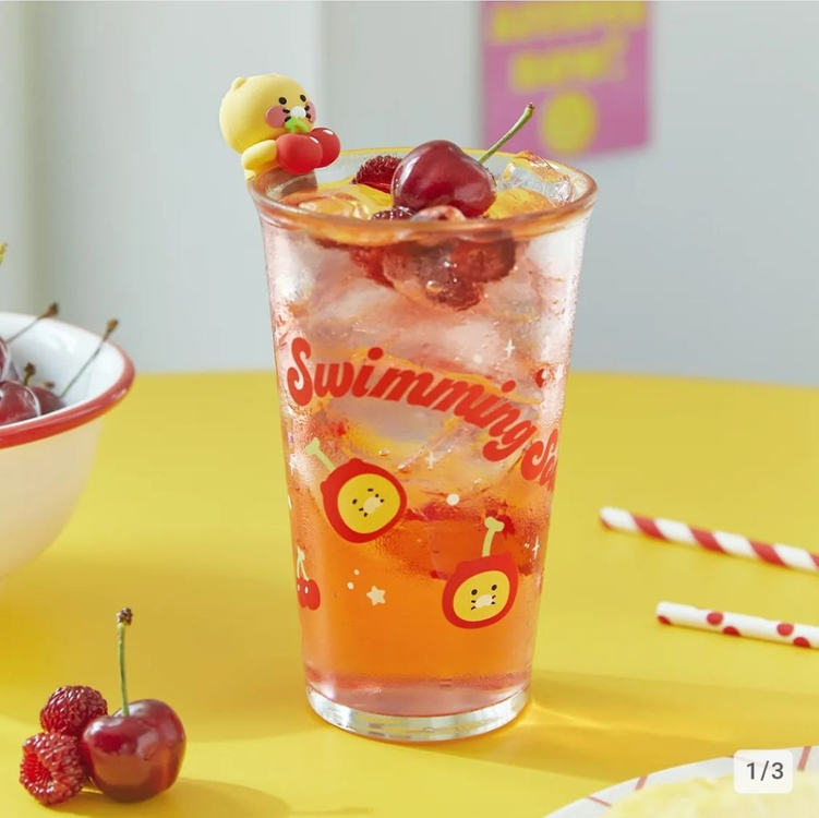 춘식이 체리 유리컵 카카오프렌즈 춘식 피규어 귀여운 빈티지 인테리어 소품샵 소품 장식--4