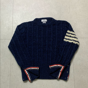 [4] 톰브라운 도네갈 트위스트 케이블 사선 클래식 크루넥 풀오버 블루