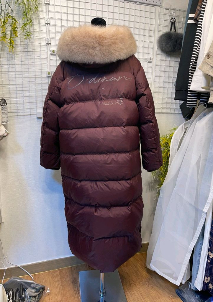 새옷 폭스퍼 롱 다운점퍼 오리털패딩 써스데이아일랜드 와인 이미지