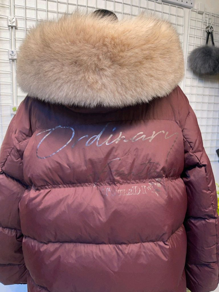 새옷 폭스퍼 롱 다운점퍼 오리털패딩 써스데이아일랜드 와인 이미지