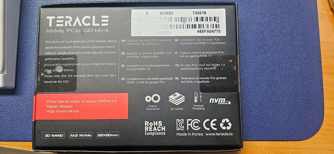 테라클 T450 NVMe PCIe GEN4x4 SSD 2TB 미개봉 신품 판매--1