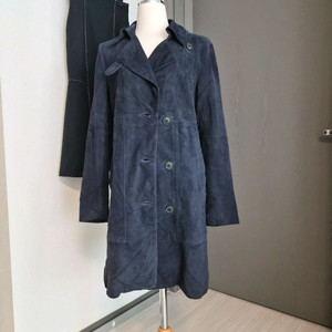 ANSICH 정품 천연 소가죽 스웨이드 롱 코트 (네이비)