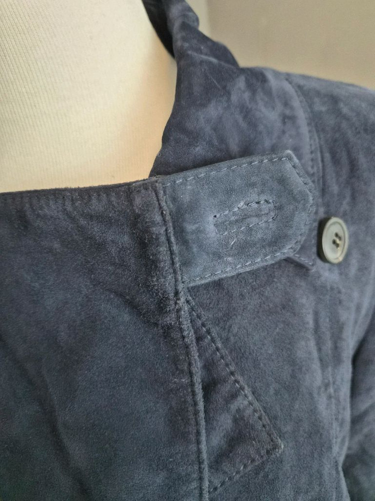 ANSICH 정품 천연 소가죽 스웨이드 롱 코트 (네이비)--1