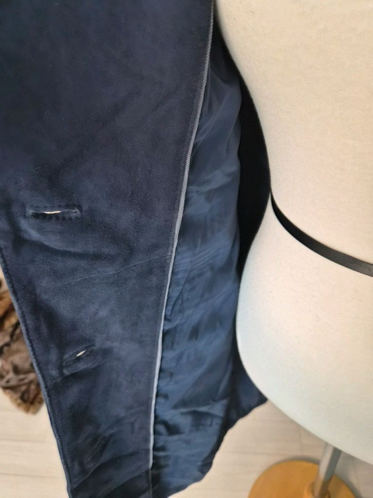 ANSICH 정품 천연 소가죽 스웨이드 롱 코트 (네이비)--3