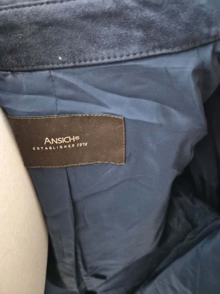 ANSICH 정품 천연 소가죽 스웨이드 롱 코트 (네이비)--5