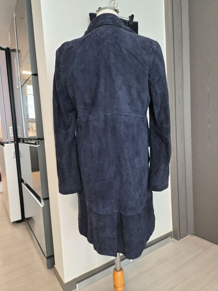 ANSICH 정품 천연 소가죽 스웨이드 롱 코트 (네이비)--6