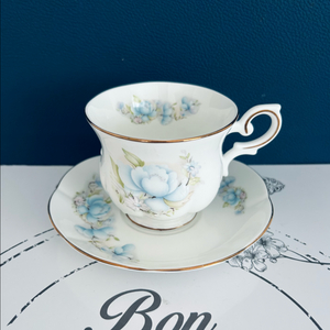 빈티지 영국 로얄 캔터베리의 Blue Satsuma 찻잔 세트