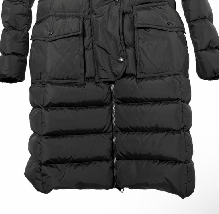 [0사이즈] 몽클레어 여성 클로에 라쿤 퍼 롱패딩 자켓 블랙 이미지