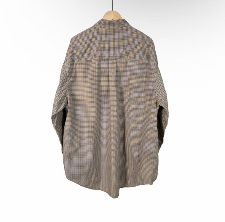 [M] 발렌시아가 21fw 체크 오버사이즈 버튼 다운 셔츠 베이지--2