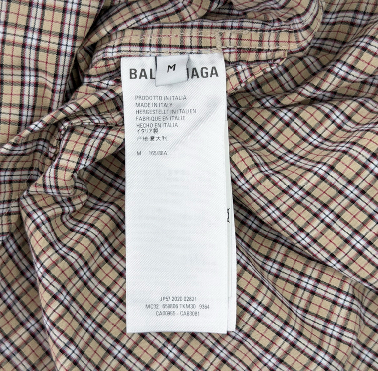 [M] 발렌시아가 21fw 체크 오버사이즈 버튼 다운 셔츠 베이지--8