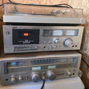 빈티지 오디오 시스템 세트 이미지