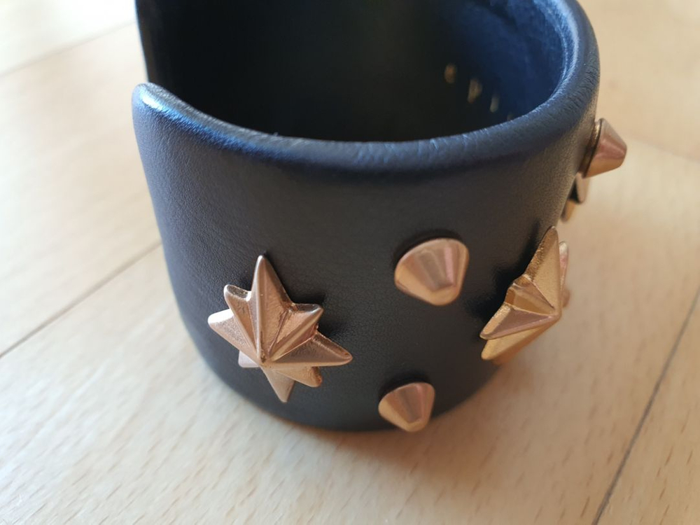 비이커 에피타프epitaph 별 스터드 찡 가죽 팔찌--4