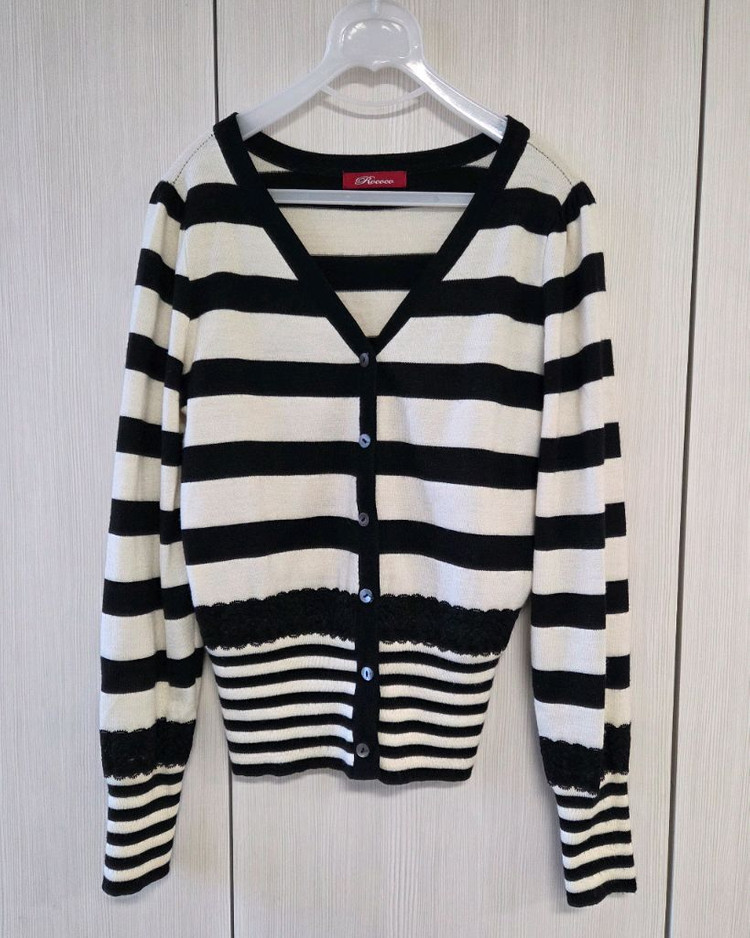 여성 스트라이프 가디건 55--2