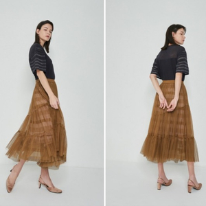 25인치 시스템 쉬폰 튤 밴딩 롱 스커트 치마 이미지