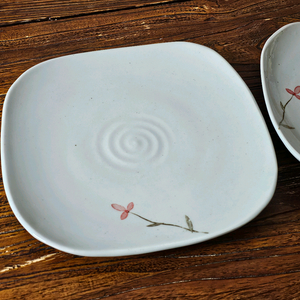 새제품 고백자 꽃무늬 도자기접시