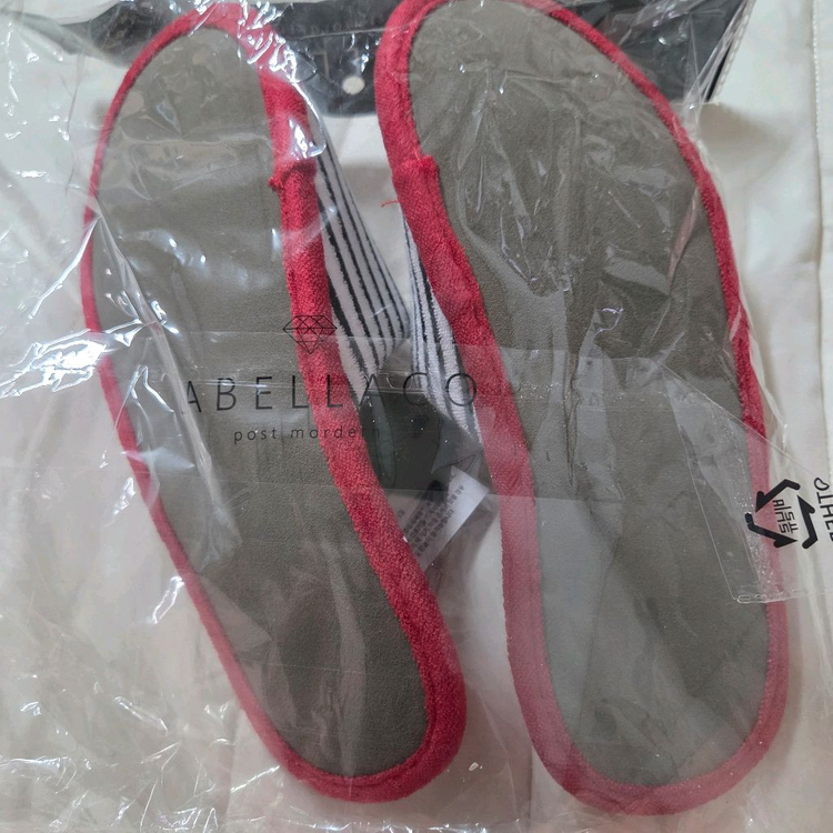 라벨라코 스트라이프 실내 슬리퍼 레드 이미지