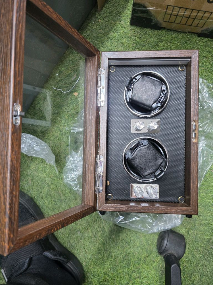 새상품 2구 우드 시계 와인더 이미지