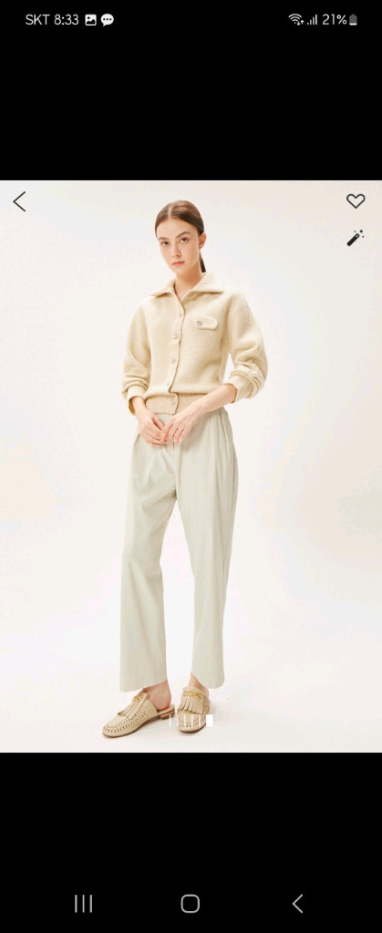 한섬 타임 TIME 칼라 니트 가디건 크림 더캐시미어 시스템 랑방 래트 팬츠 스커트 원피스 자켓 이미지