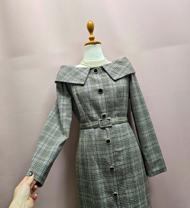 LYNN 린 체크 원피스 벨트세트--1