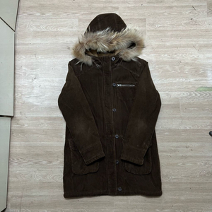 지오다노 양털내피 코듀로이 라쿤퍼 후드 싱글코트 [브라운] L/100 이미지