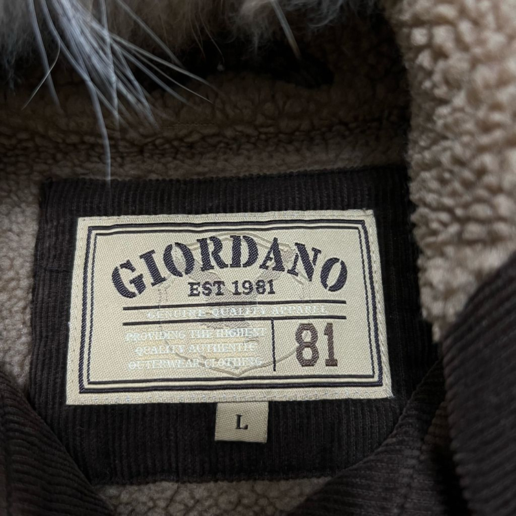 지오다노 양털내피 코듀로이 라쿤퍼 후드 싱글코트 [브라운] L/100 이미지